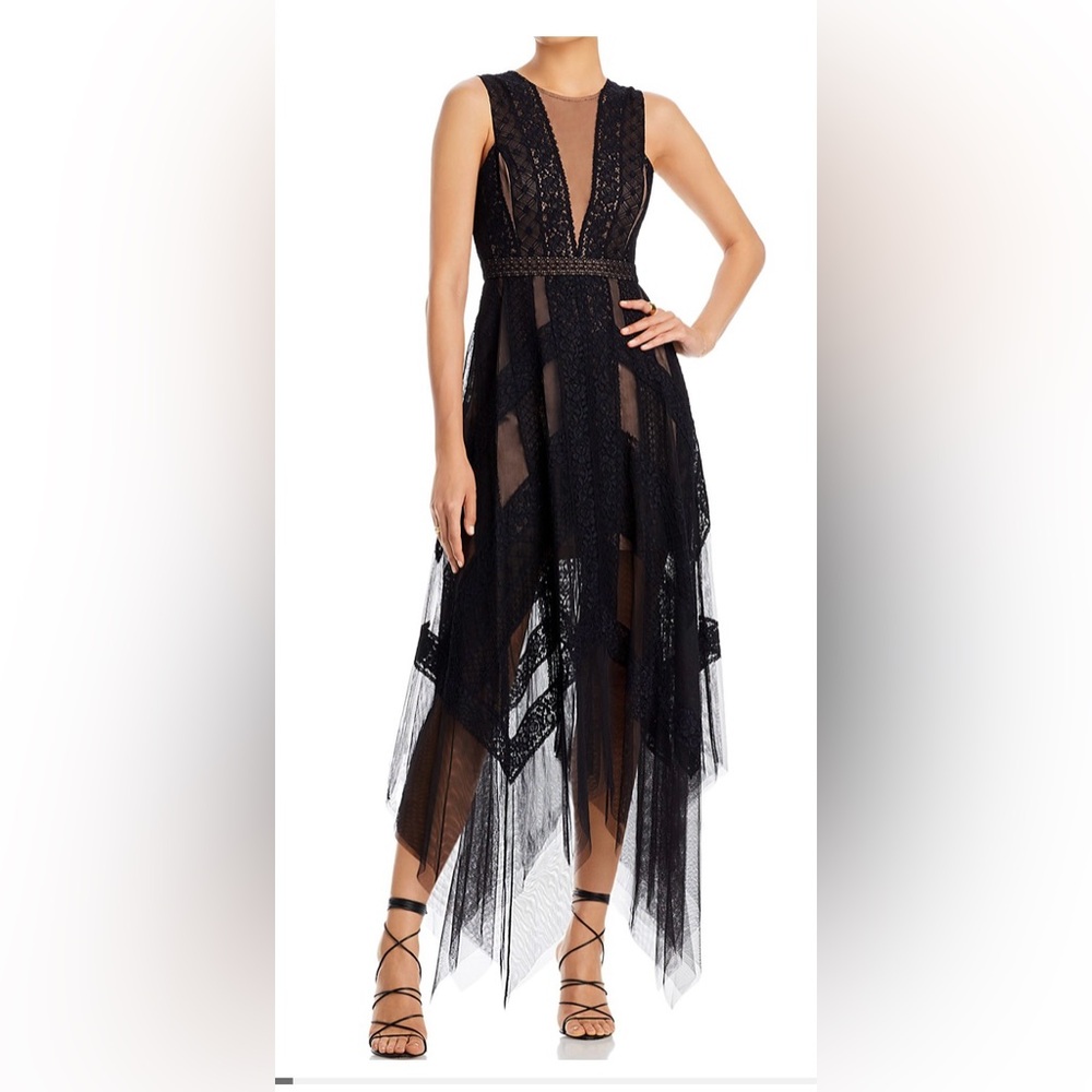BCBGMaxazria - Andi Lace Trim Evening Dress